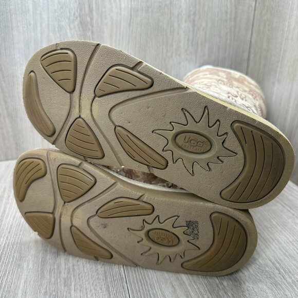 UGG 5515 Tall Winter Boots Womens 6 Lined Monogram Logo Zip Tan Beige - Picture 8 of 12